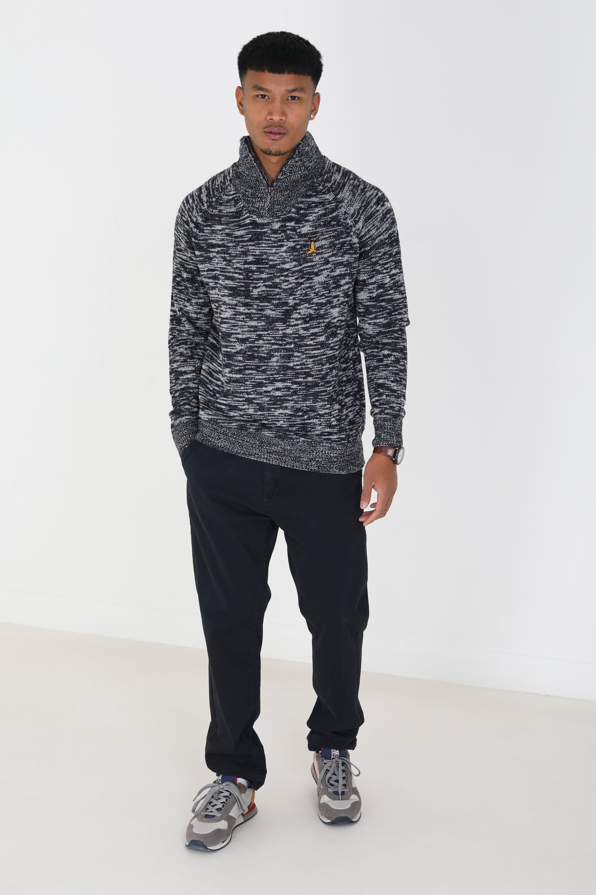 Brave Soul Navy Funnel Neck With Quarter Zip Jumper - Navy Image 3