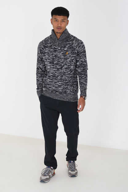 Brave Soul Navy Funnel Neck With Quarter Zip Jumper - Navy Image 3