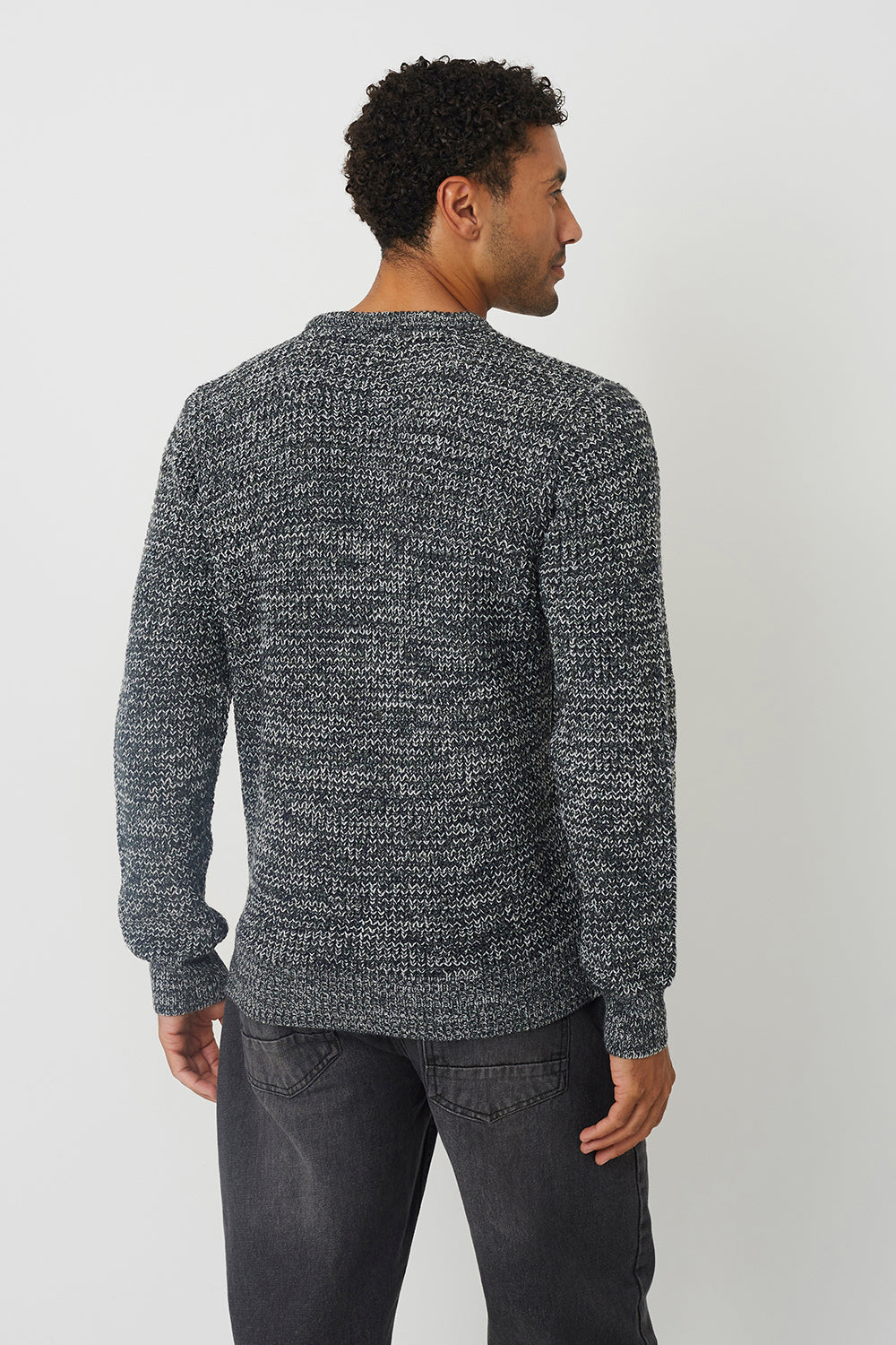 Brave Soul Grey Crew Neck Textured Knit Jumper - Grey Image 2