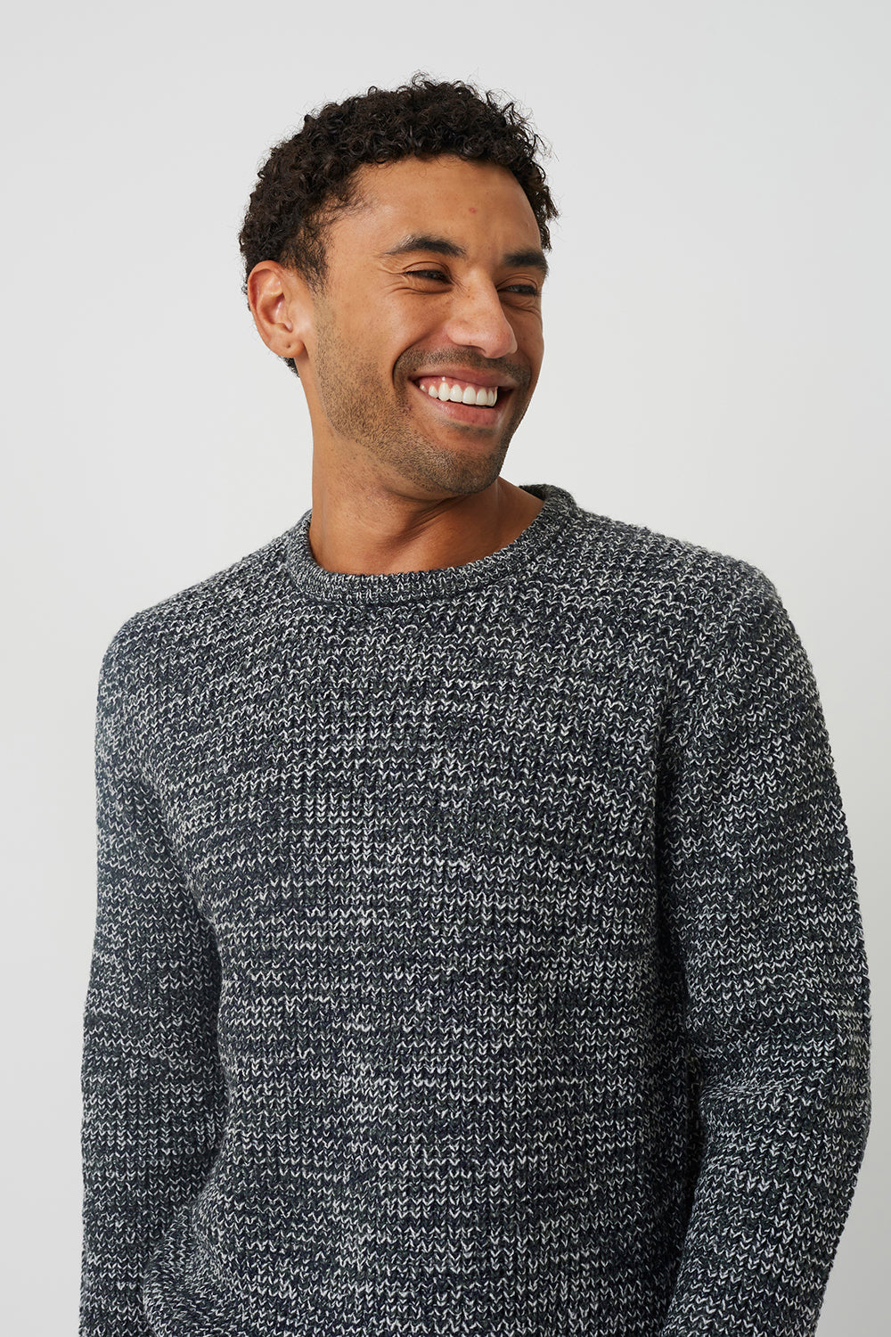 Brave Soul Grey Crew Neck Textured Knit Jumper - Grey Image 4