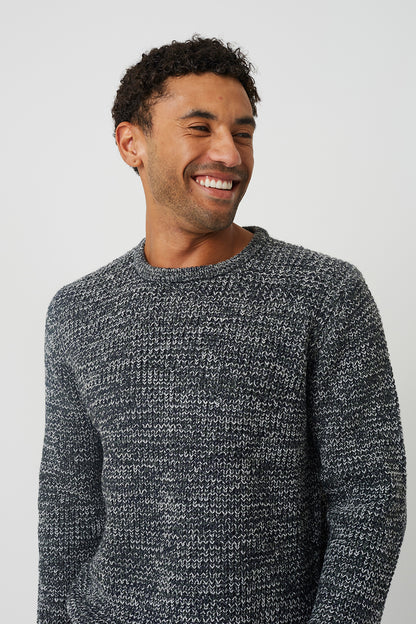 Brave Soul Grey Crew Neck Textured Knit Jumper - Grey Image 4
