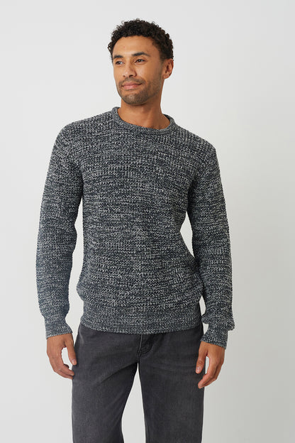 Brave Soul Grey Crew Neck Textured Knit Jumper - Grey Image 1