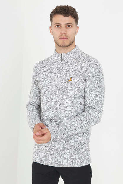 Brave Soul Ecru Quarter Zip Neck Knitted Jumper - Ecru Image 1