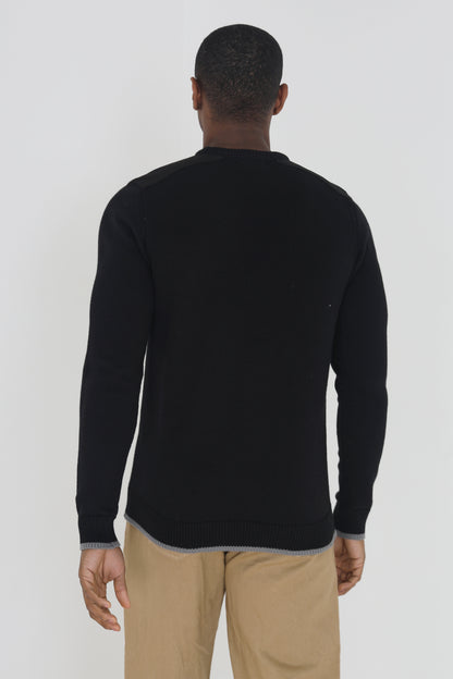 Brave Soul Black Knitted Jumper With Chest Pocket - Black Image 2