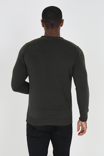 Brave Soul Khaki Knitted Jumper With Chest Pocket - Khaki Image 2