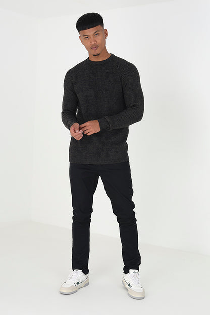 Brave Soul Khaki Crew Neck Knitted Jumper - Khaki Image 3