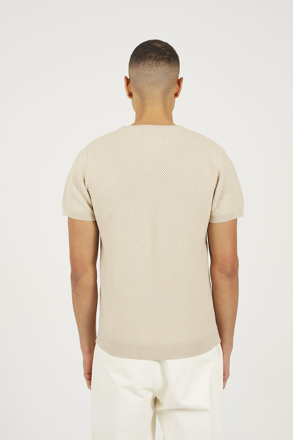 Brave Soul Stone Short Sleeve Knitted T-Shirt - Stone Image 2