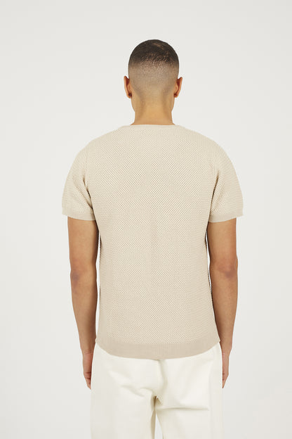 Brave Soul Stone Short Sleeve Knitted T-Shirt - Stone Image 2