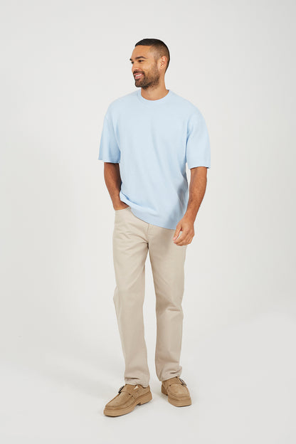 Brave Soul Light Blue Short Sleeve Knitted T-Shirt - Light Blue Image 3
