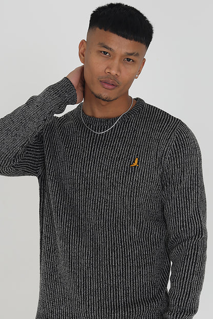 Brave Soul Black Crew Neck Twisted Knit Jumper - Black Image 3