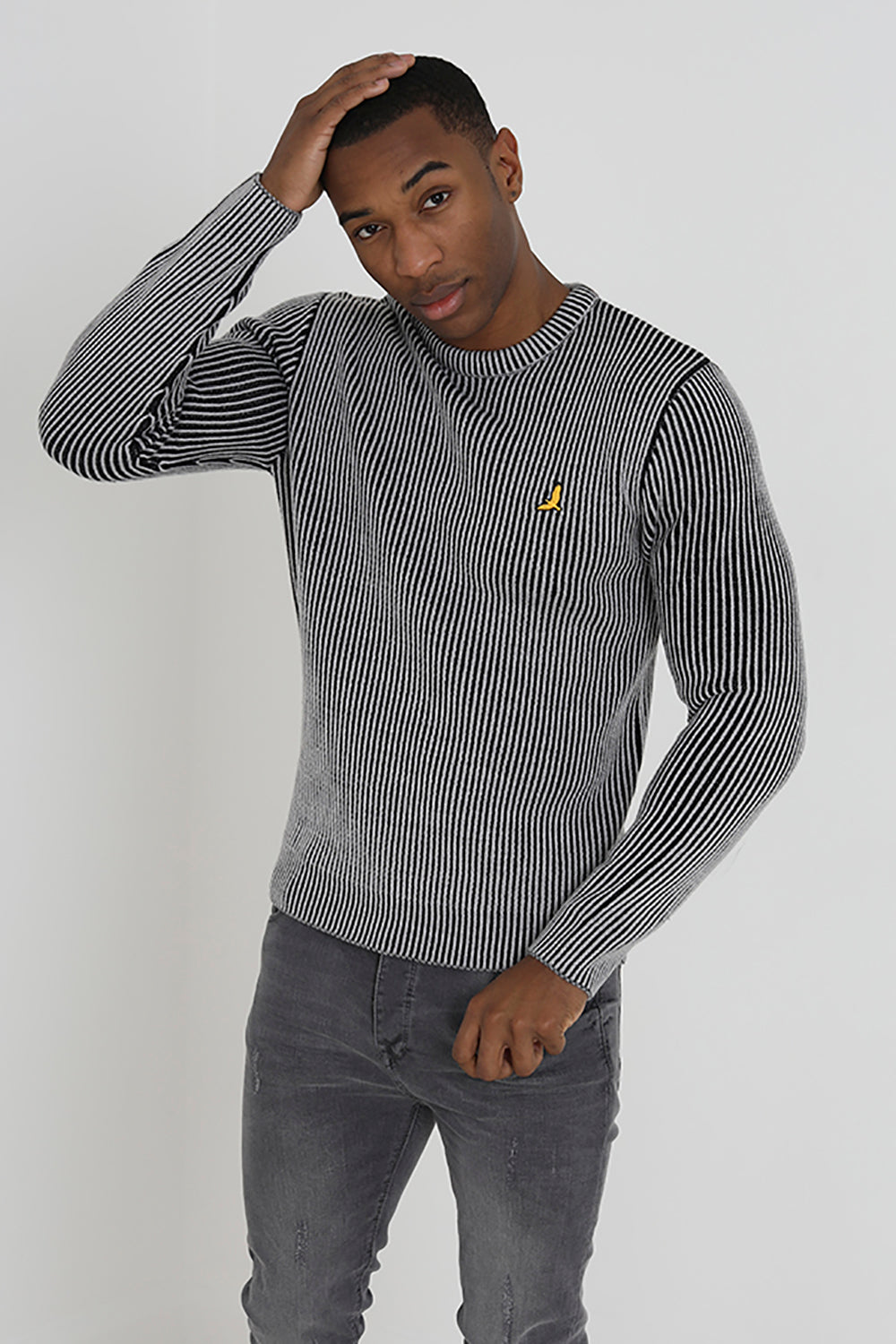 Brave Soul Grey Crew Neck Twisted Knit Jumper - Grey Image 1