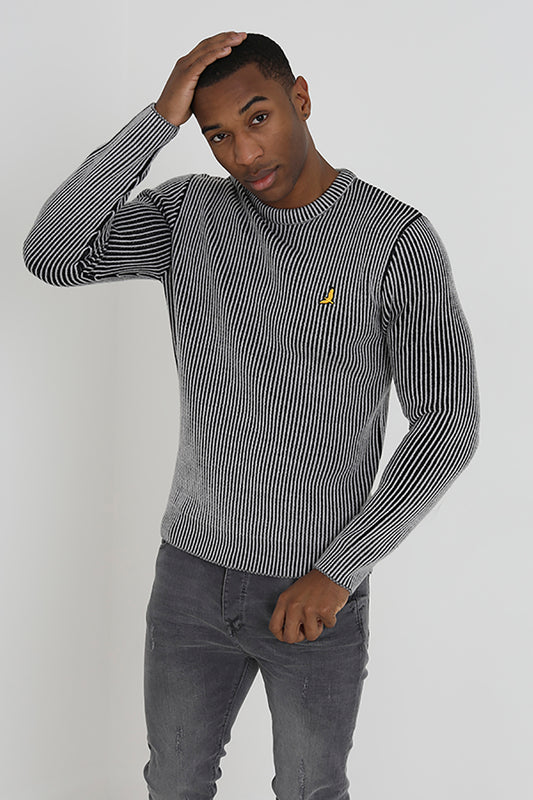 Brave Soul Grey Crew Neck Twisted Knit Jumper - Grey Image 1