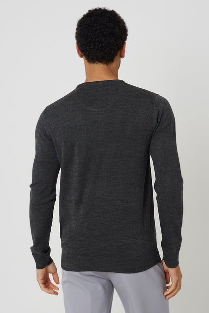 Brave Soul Charcoal V-Neck Knitted Jumper - Charcoal Image 2