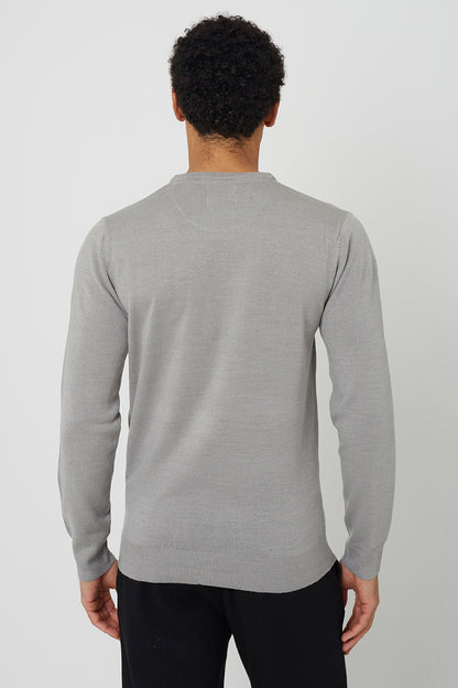 Brave Soul Grey V-Neck Knitted Jumper - Grey Image 2