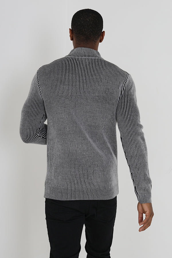 Brave Soul Light Grey Button Funnel Neck Knitted Jumper - Light Grey Image 2