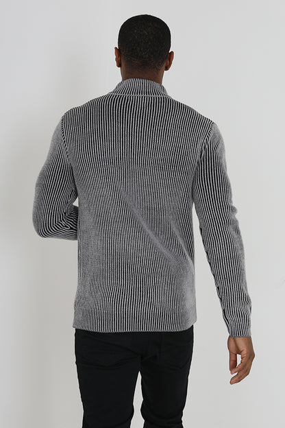 Brave Soul Light Grey Button Funnel Neck Knitted Jumper - Light Grey Image 2