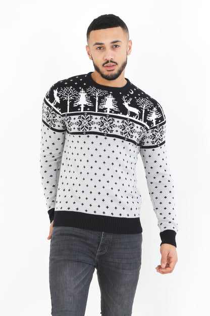 Brave Soul Grey Crew Neck Novelty Christmas Jumper - Grey Image 1