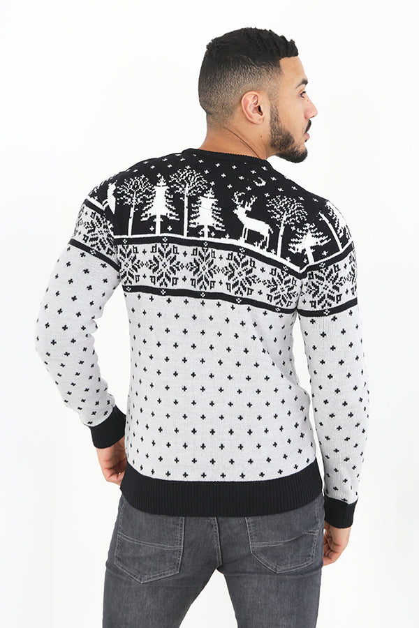 Brave Soul Grey Crew Neck Novelty Christmas Jumper - Grey Image 2