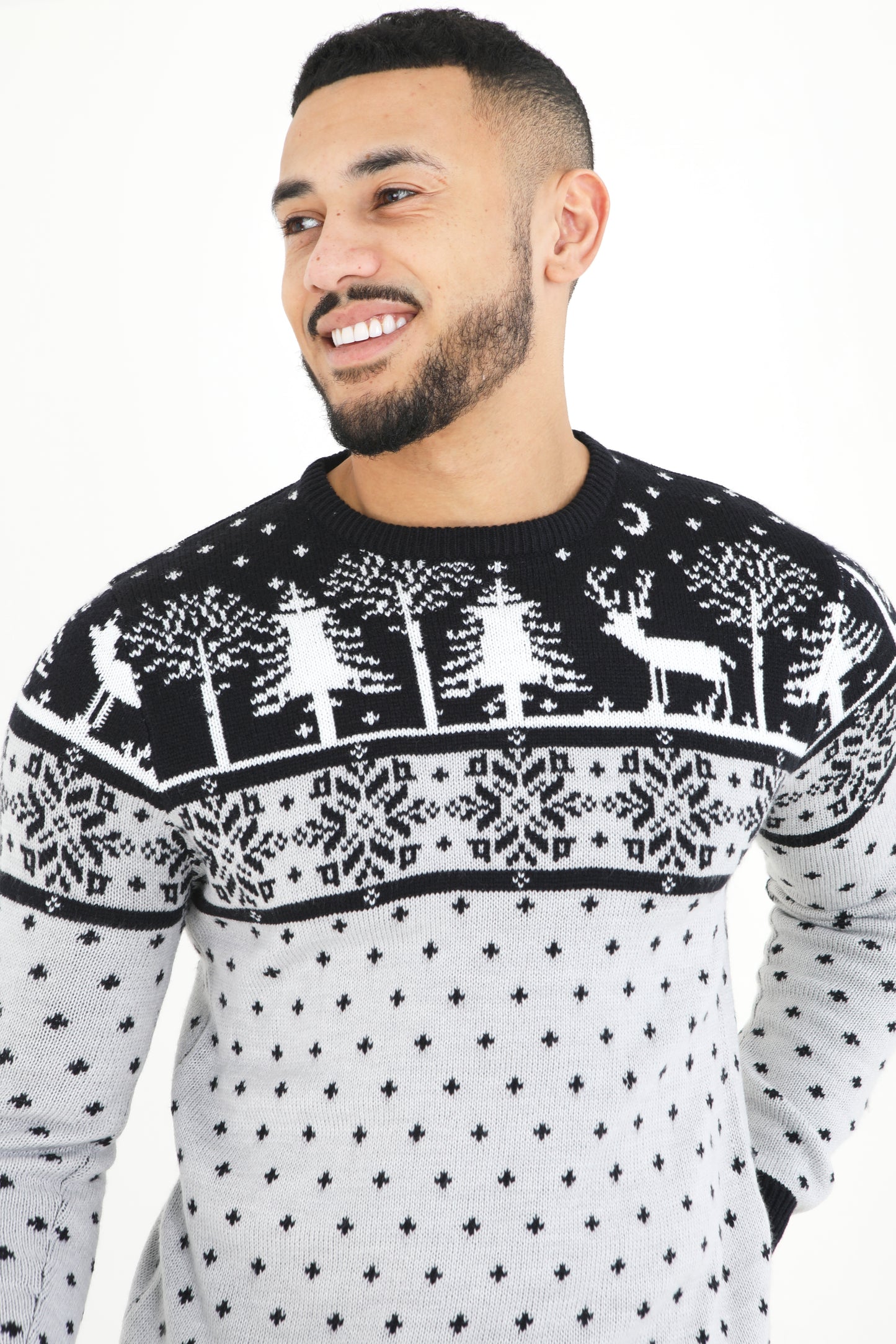 Brave Soul Grey Crew Neck Novelty Christmas Jumper - Grey Image 3