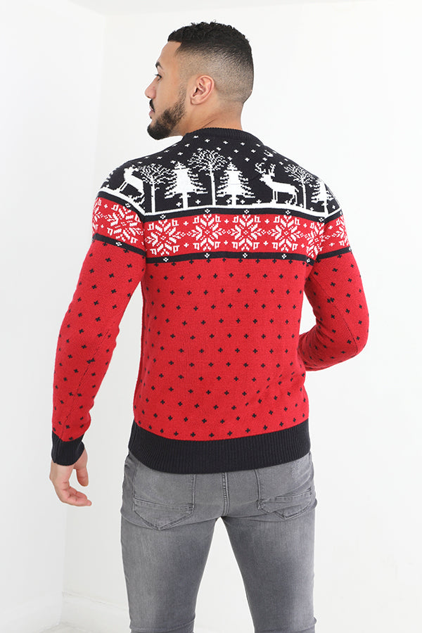 Brave Soul Red Crew Neck Novelty Christmas Jumper - Red Image 2