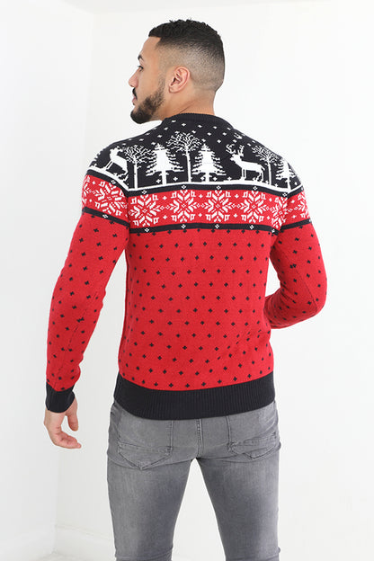 Brave Soul Red Crew Neck Novelty Christmas Jumper - Red Image 2