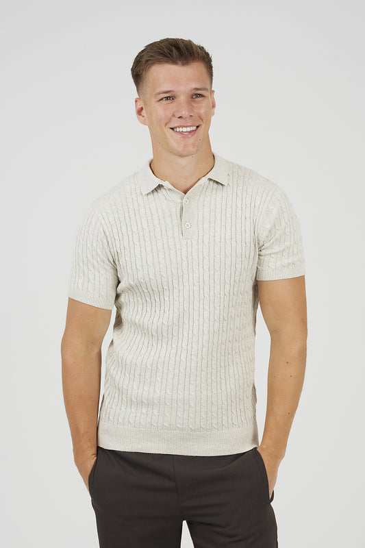 Brave Soul Natural Short Sleeve Polo Shirt - Natural Image 1
