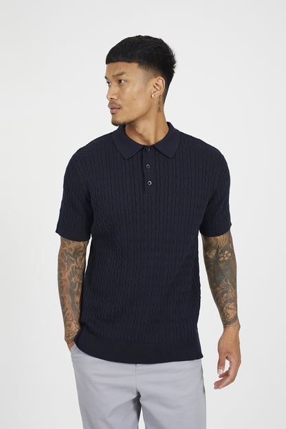 Brave Soul Navy Short Sleeve Polo Shirt - Navy Image 1