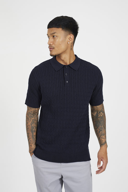Brave Soul Navy Short Sleeve Polo Shirt - Navy Image 1