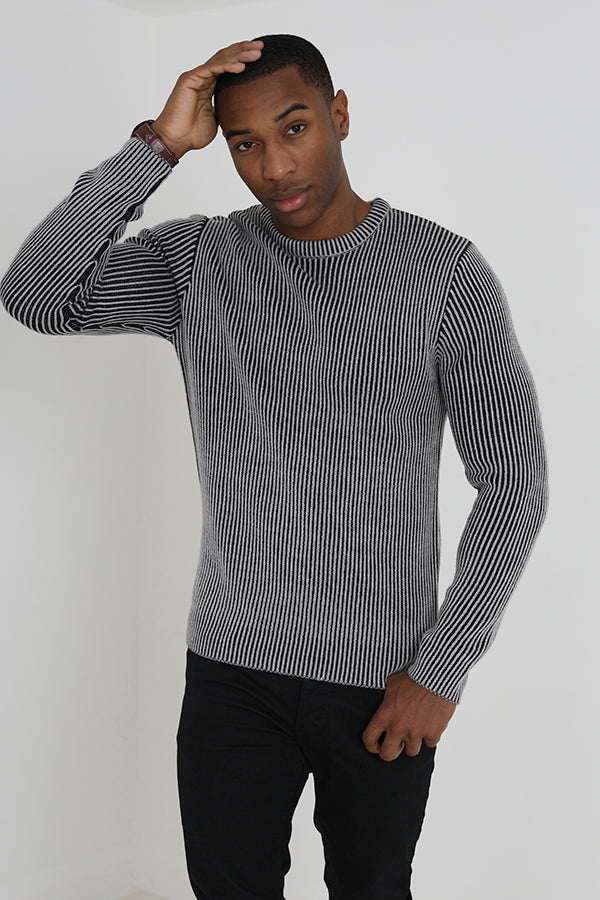 Brave Soul Light Grey Crew Neck Twisted Knit Jumper - Light Grey Image 1