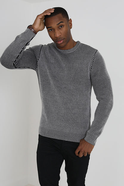 Brave Soul Light Grey Crew Neck Twisted Knit Jumper - Light Grey Image 1