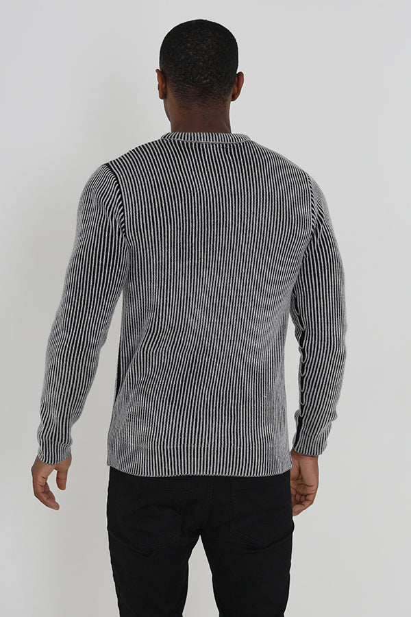 Brave Soul Light Grey Crew Neck Twisted Knit Jumper - Light Grey Image 2