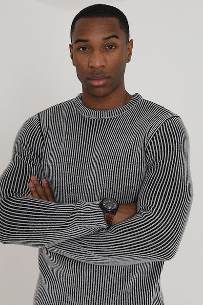 Brave Soul Light Grey Crew Neck Twisted Knit Jumper - Light Grey Image 3