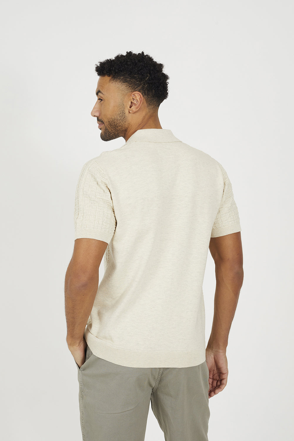 Brave Soul Natural Knitted Short Sleeve Shirt - Natural Image 2