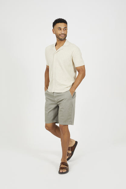 Brave Soul Natural Knitted Short Sleeve Shirt - Natural Image 3