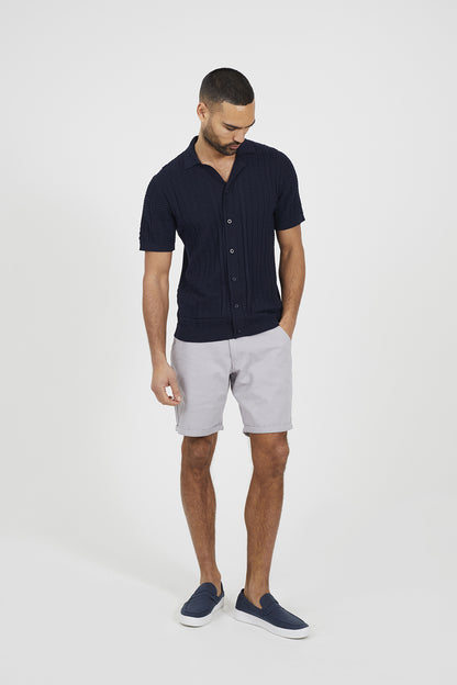 Brave Soul Navy Knitted Short Sleeve Shirt - Navy Image 3