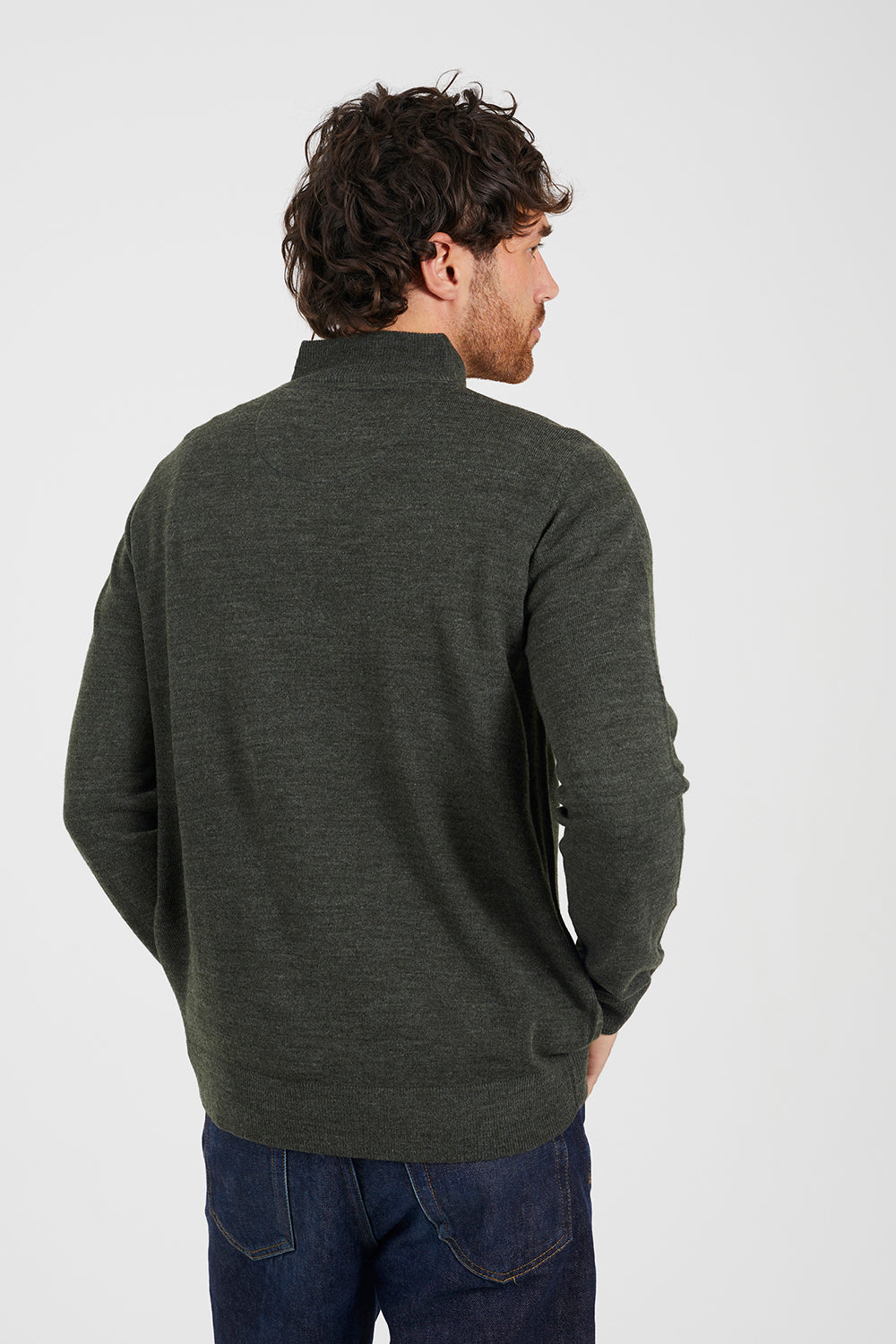Brave Soul Khaki Concealed Zip Funnel Neck Jumper - Khaki Image 2