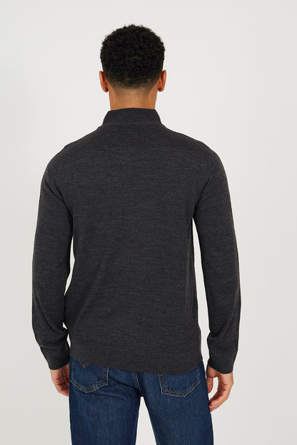 Brave Soul Charcoal Concealed Zip Funnel Neck Jumper - Charcoal Image 2