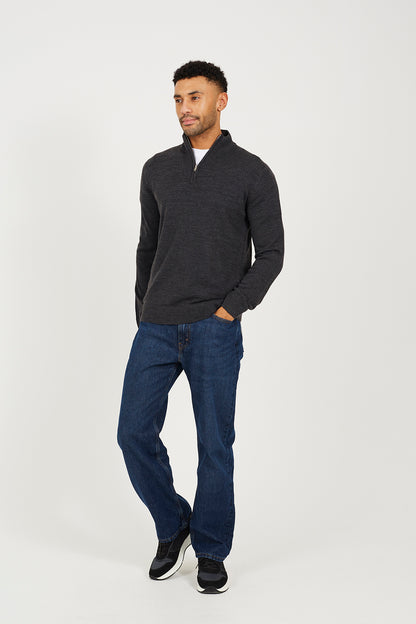 Brave Soul Charcoal Concealed Zip Funnel Neck Jumper - Charcoal Image 3
