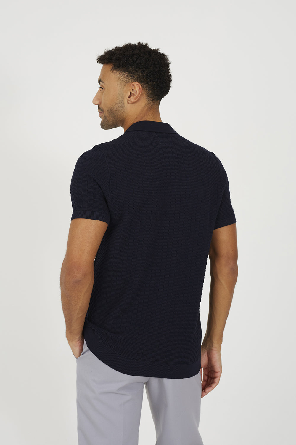 Brave Soul Navy Knitted Short Sleeve Shirt - Navy Image 2