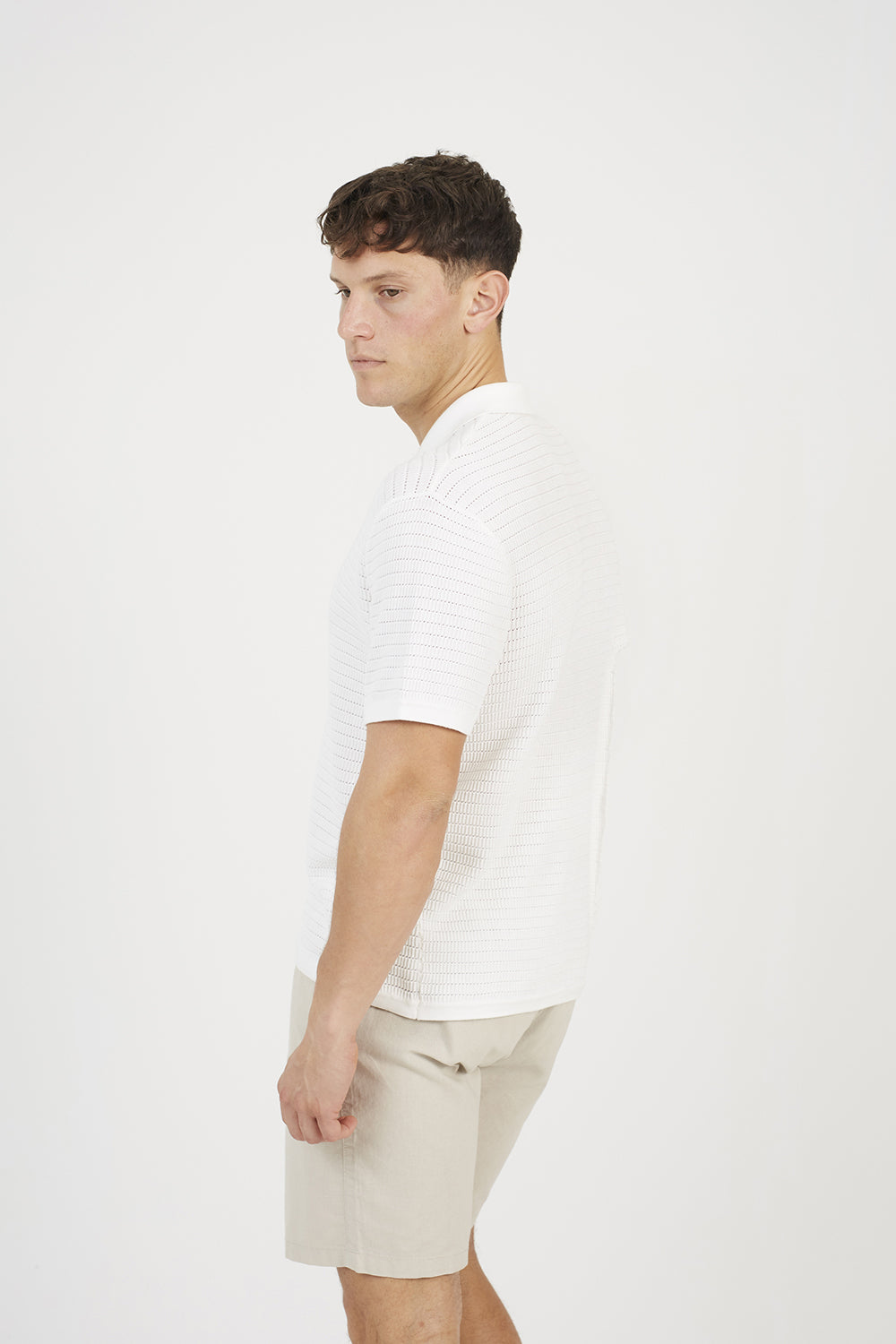 Brave Soul Off White Knitted Short Sleeve Shirt - Off White Image 2