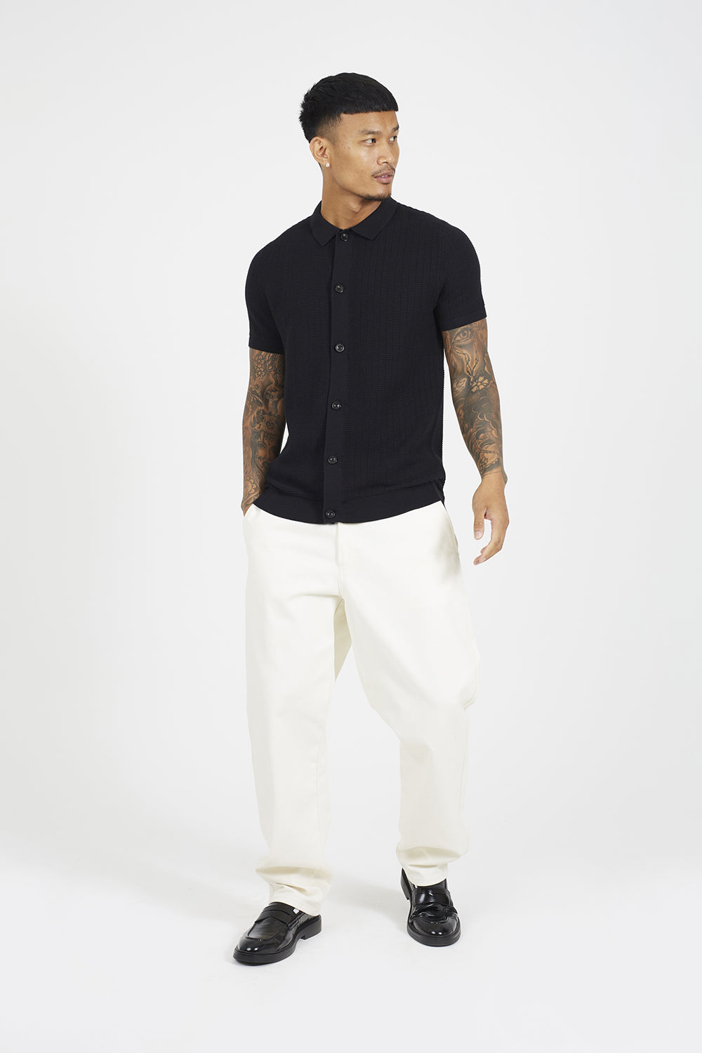 Brave Soul Black Knitted Short Sleeve Shirt - Black Image 3