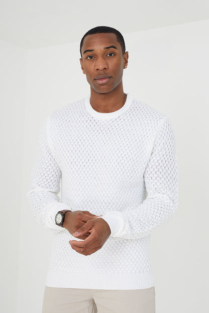 Brave Soul White Lightweight Textured Knit Jumper - White Image 1