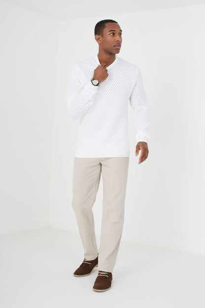 Brave Soul White Lightweight Textured Knit Jumper - White Image 3