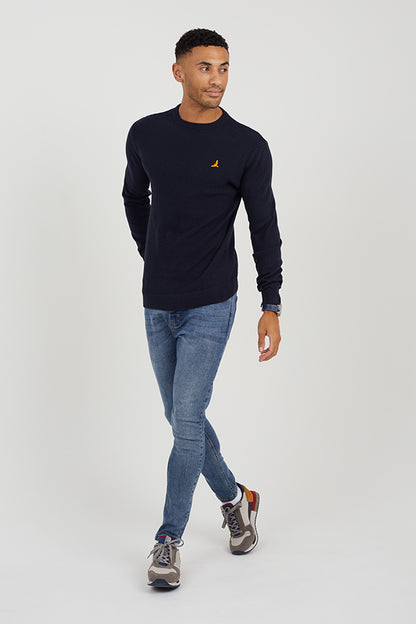 Brave Soul Midnight Crew Neck Waffle Knit Jumper - Midnight Image 3