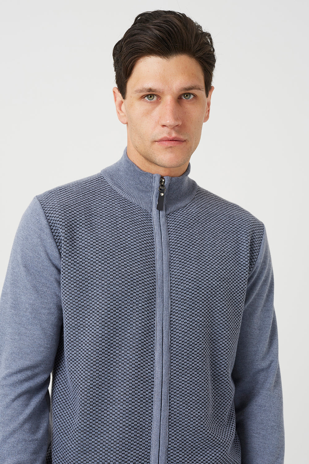 Brave Soul Light Grey Funnel Neck Zip Through Knitted Cardigan - Light Grey Image 4