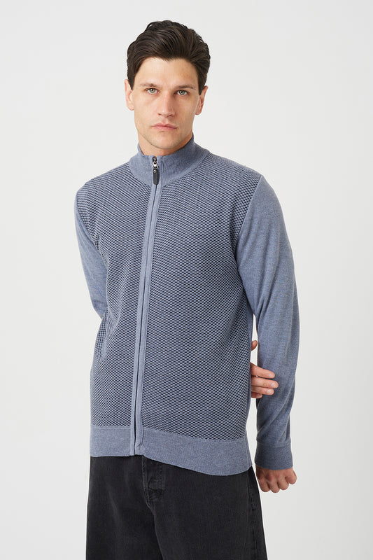Brave Soul Light Grey Funnel Neck Zip Through Knitted Cardigan - Light Grey Image 1