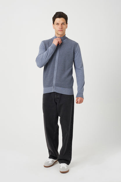 Brave Soul Light Grey Funnel Neck Zip Through Knitted Cardigan - Light Grey Image 3