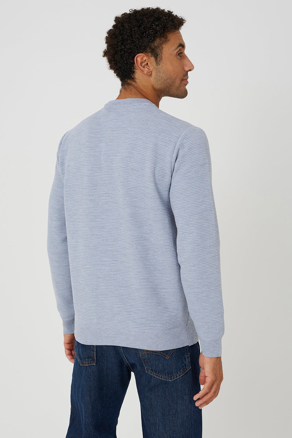 Brave Soul Light Grey Textured Knit Crew Neck Jumper - Light Grey Image 2