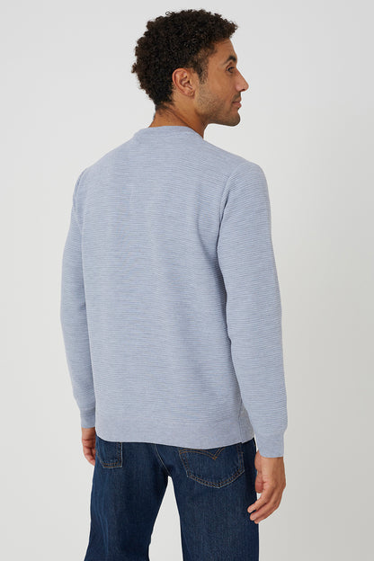 Brave Soul Light Grey Textured Knit Crew Neck Jumper - Light Grey Image 2