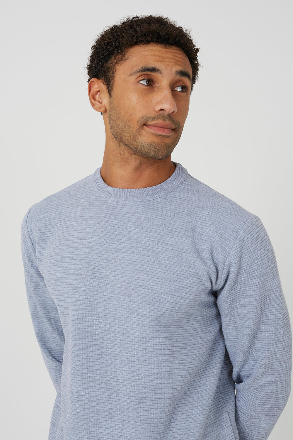 Brave Soul Light Grey Textured Knit Crew Neck Jumper - Light Grey Image 4